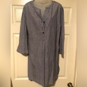Ellos blue and cream pinstriped dress. Size.1x